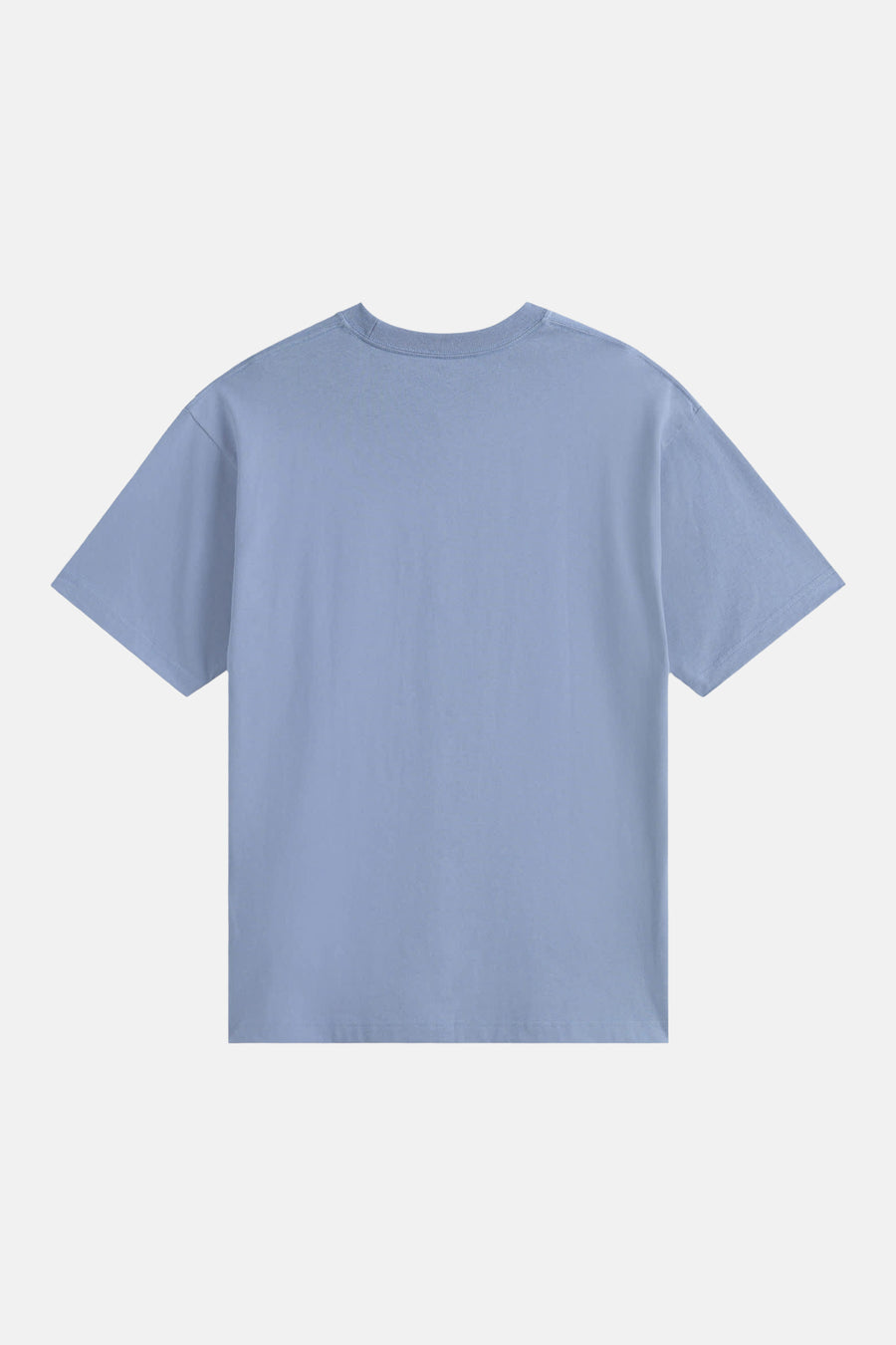 Blauw T-shirt van VANS “OFF THE WALL”, effen ontwerp, korte mouwen en ronde hals, achterkant weergegeven.
