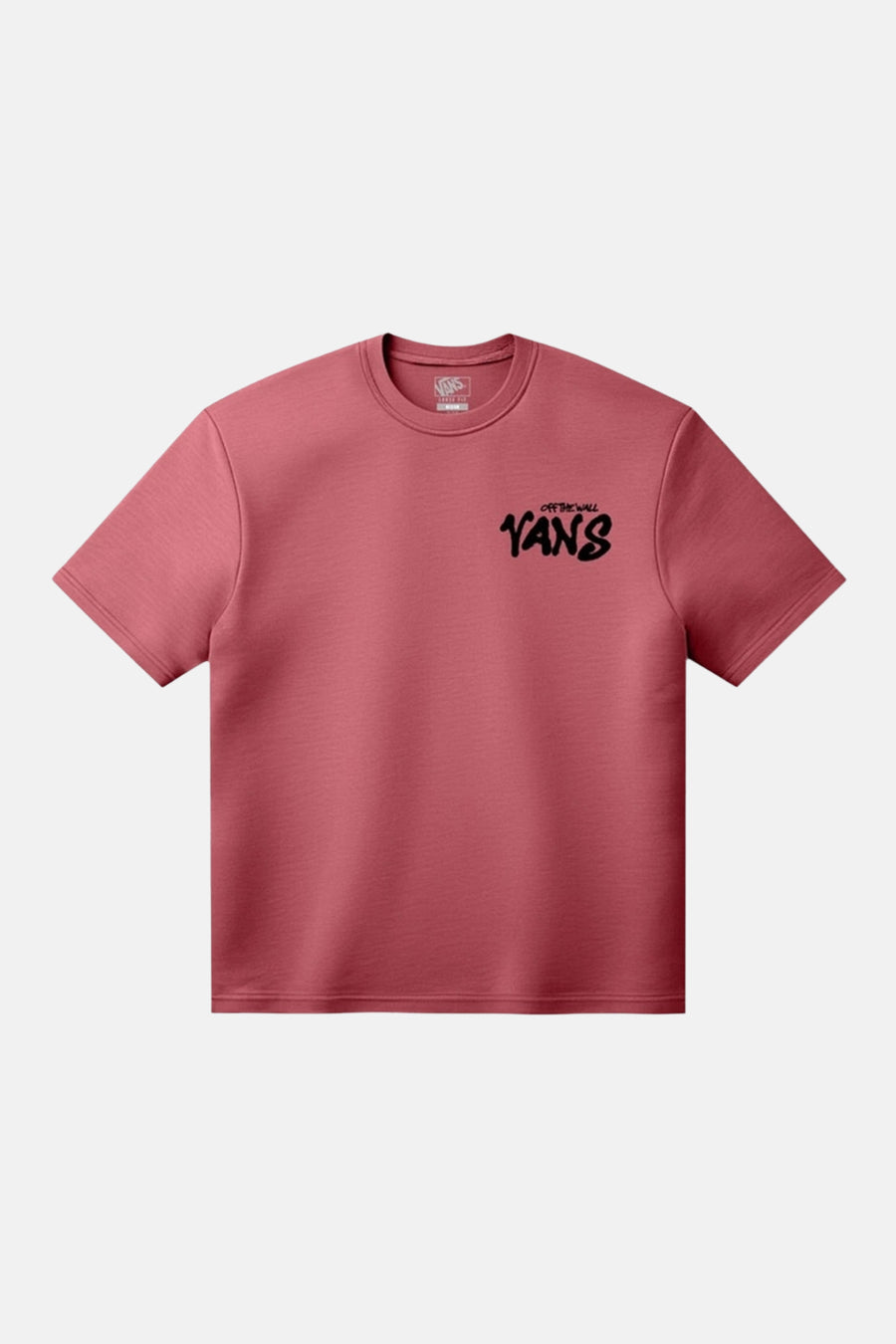 Rood T-shirt met korte mouwen van VANS “OFF THE WALL”, met een zwart logo op de borst.