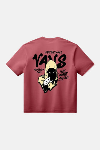 Rood T-shirt met korte mouwen van VANS “OFF THE WALL”, met een grafische print op de achterkant.