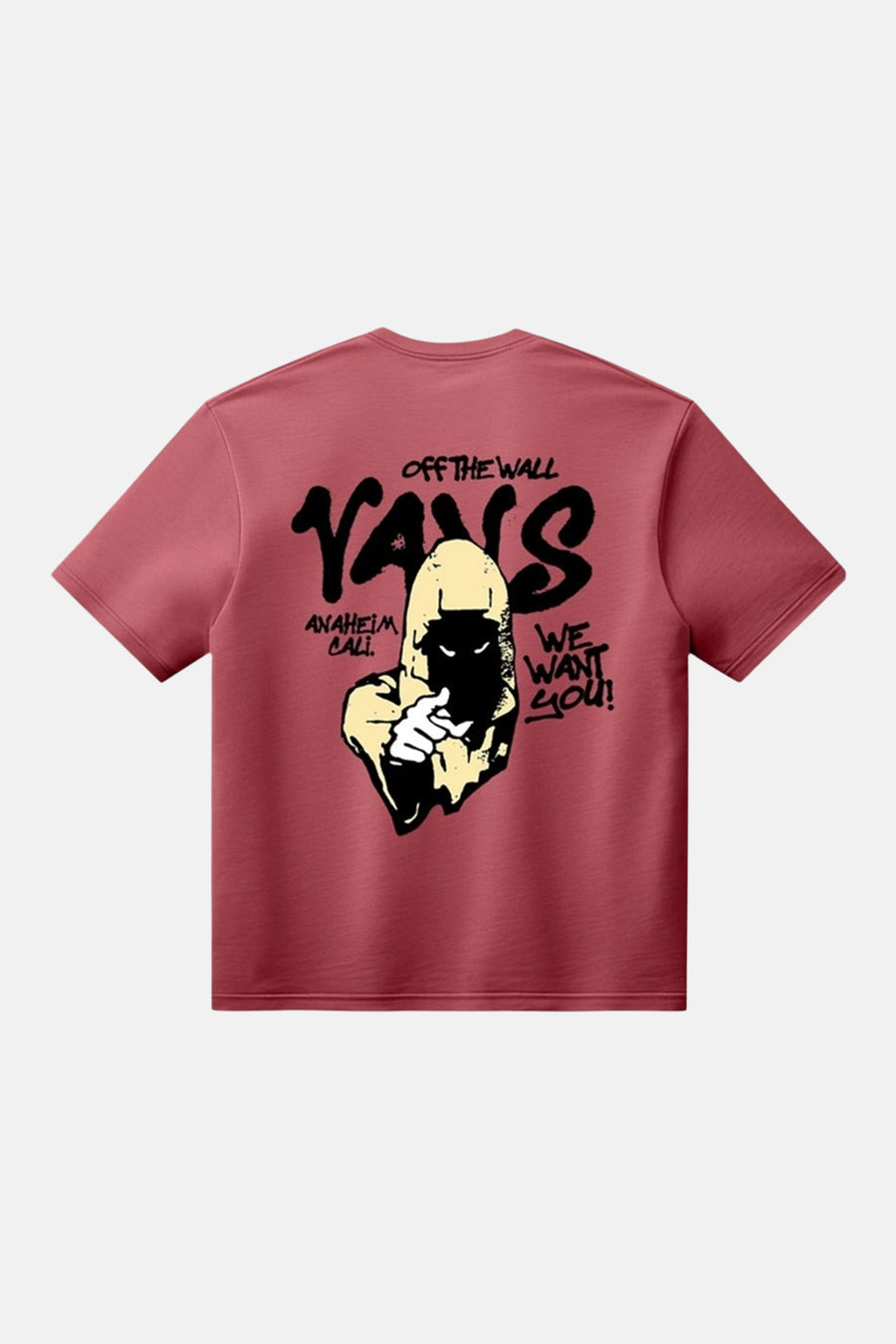 Rood T-shirt met korte mouwen van VANS “OFF THE WALL”, met een grafische print op de achterkant.