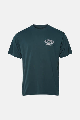 Groen T-shirt van VANS “OFF THE WALL” met een wit logo op de borst.