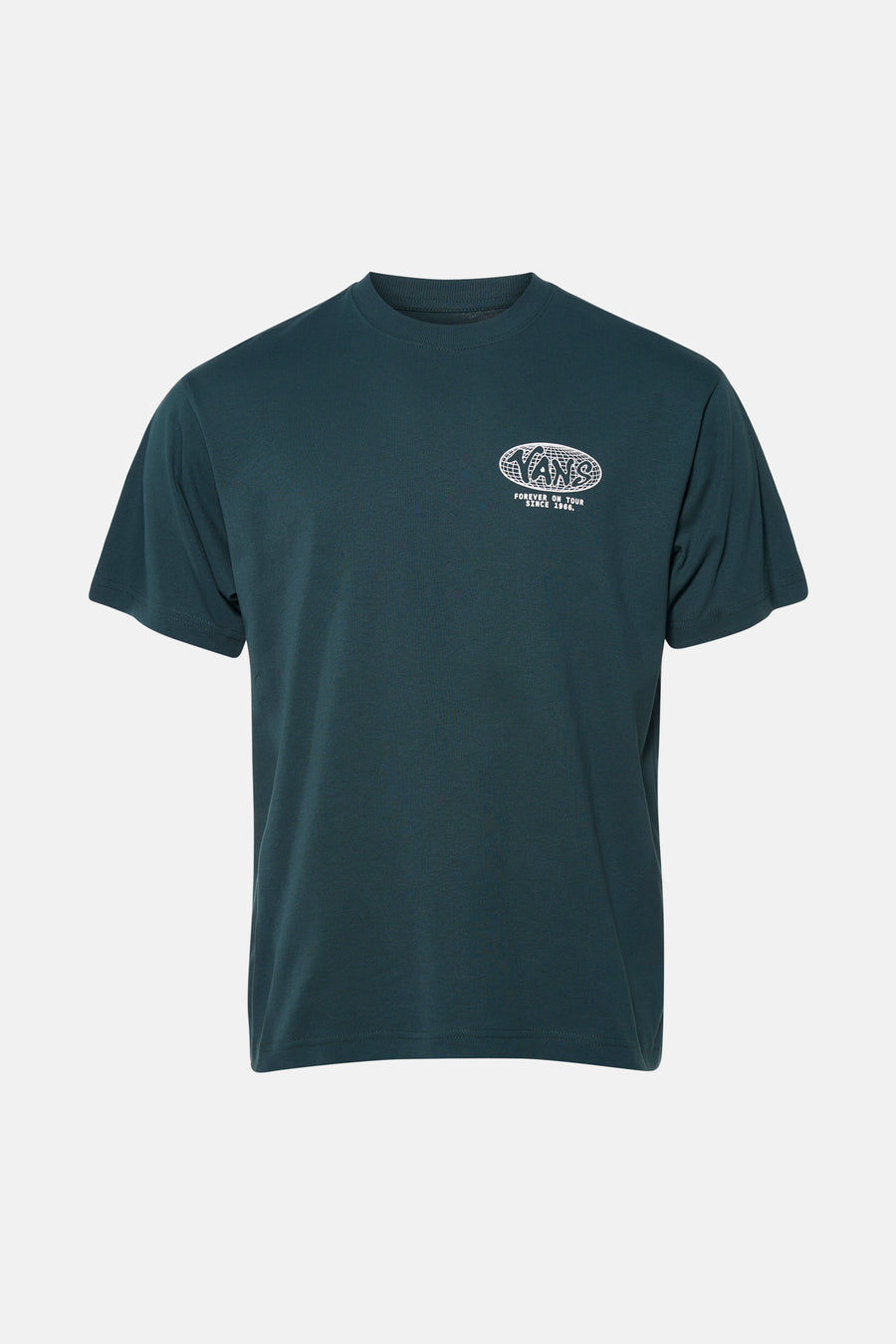 Groen T-shirt van VANS “OFF THE WALL” met een wit logo op de borst.