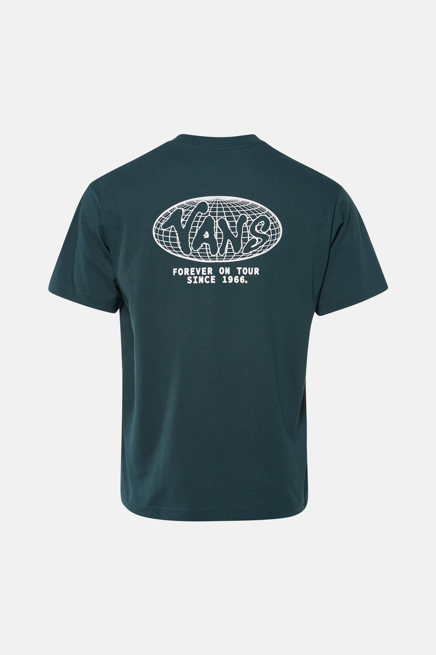 Groen T-shirt van VANS “OFF THE WALL” met witte logo-opdruk op de rug.