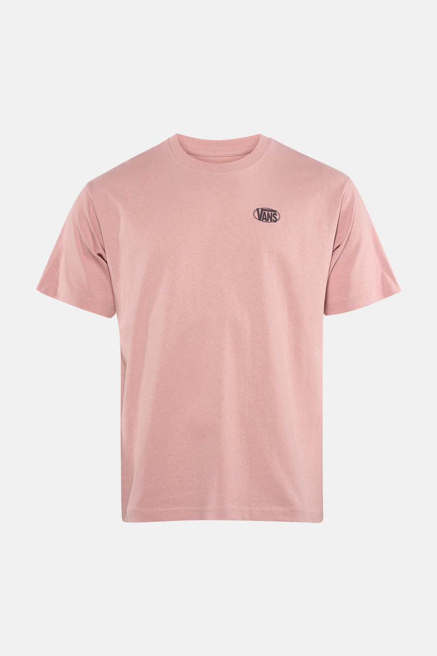 Roze T-shirt van VANS “OFF THE WALL” met korte mouwen, ronde hals en een donker VANS-logo op de borst.