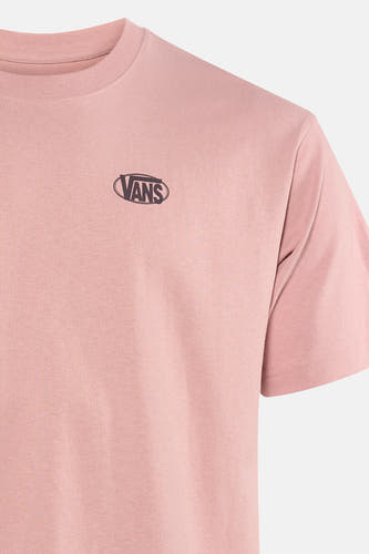 Roze T-shirt van VANS “OFF THE WALL” met een klein logo op de borst.
