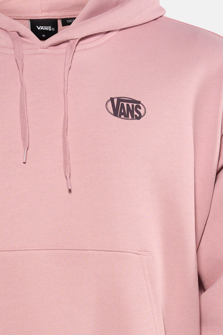 Roze sweater met kap van VANS "OFF THE WALL", met logo op de borst en een buidelzak.