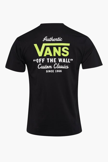 Zwart T-shirt van VANS “OFF THE WALL” met korte mouwen en een logo op de achterkant.