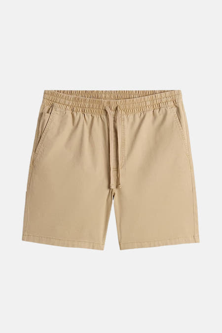 Beige short van VANS “OFF THE WALL” met elastische tailleband en trekkoord.