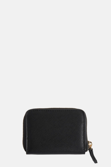 Zwarte portemonnee van VALENTINO BAGS, met gouden rits en zwarte ritstrekker.
