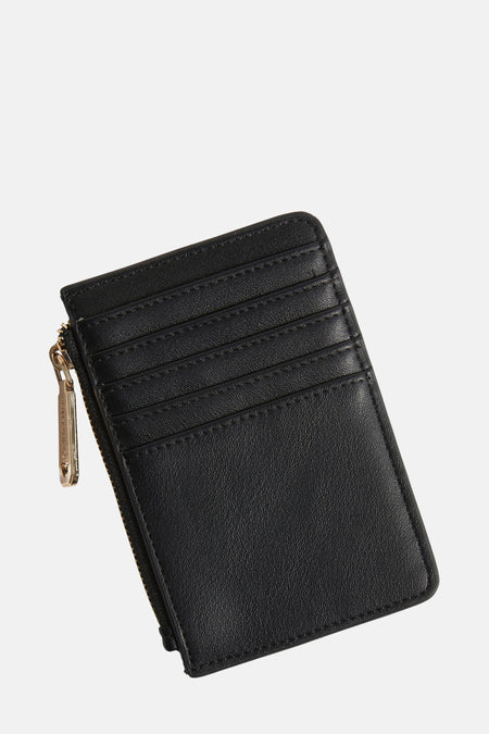 Portefeuille noir VALENTINO BAGS avec fermeture éclair et plusieurs compartiments pour cartes.