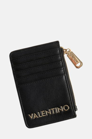Zwarte portemonnee van VALENTINO BAGS met rits en gouden details.