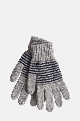 Gants de Access® gris avec des bandes bleu marine et une texture tricotée.