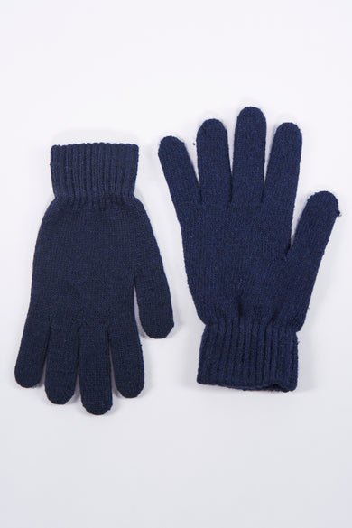 Blauwe handschoenen van Access® met een ribgebreide boord en een fijngebreide textuur.
