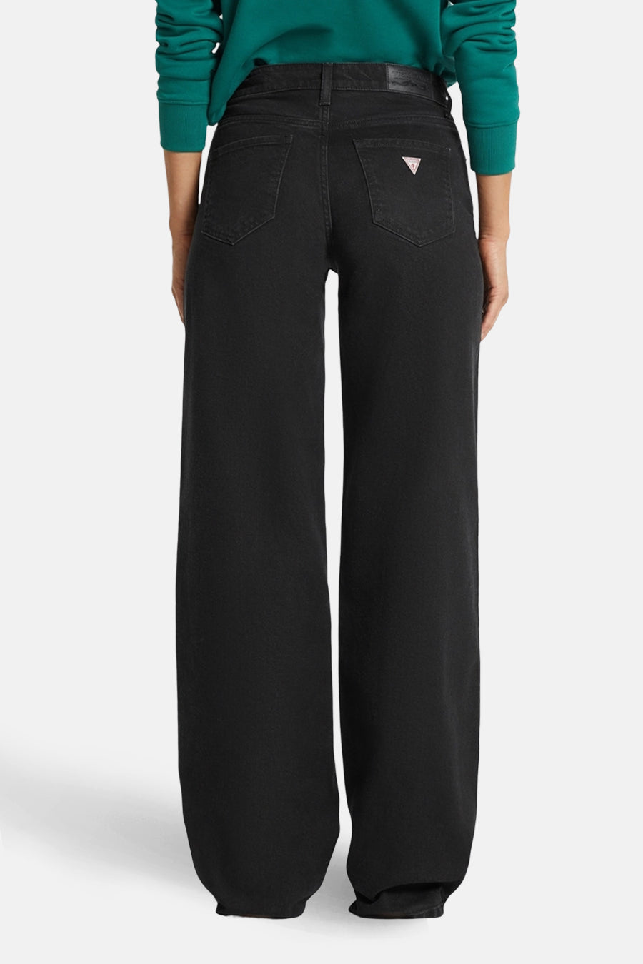 Zwarte, wijde jeans van denim van Guess®, met achterzakken en een logopatch.