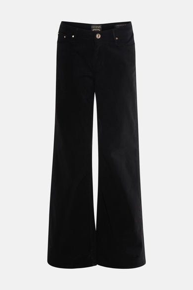 Zwarte gekleurde jeans van Guess met wijde pijpen en gouden accenten.
