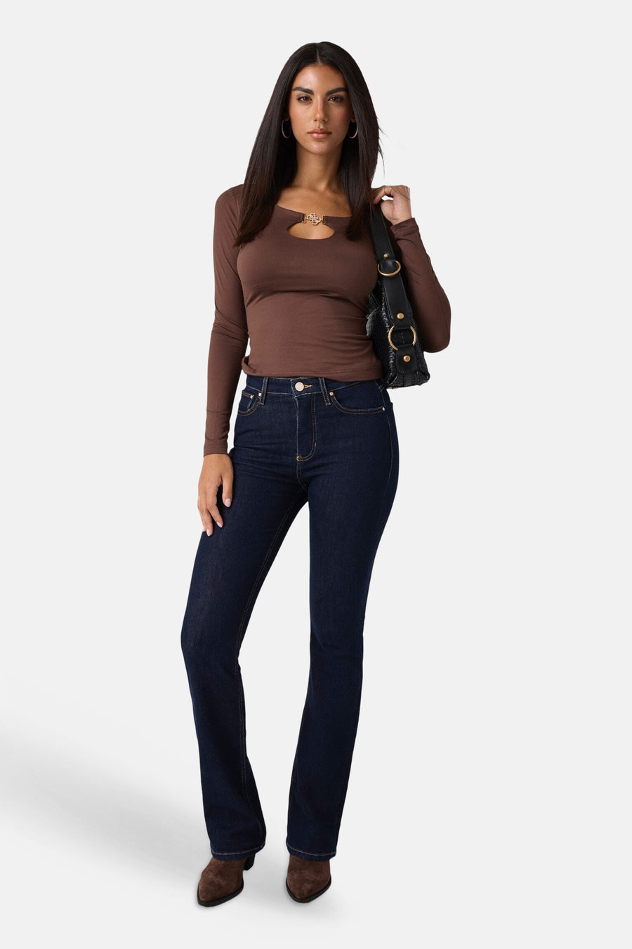 Top uni manche longue brun - Guess®