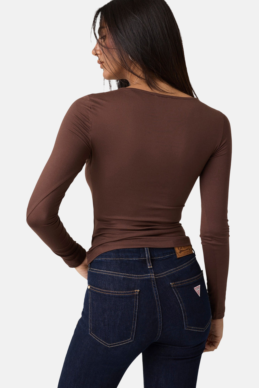 Top uni manche longue brun - Guess®