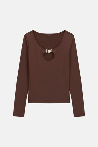 Top uni manche longue brun - Guess®