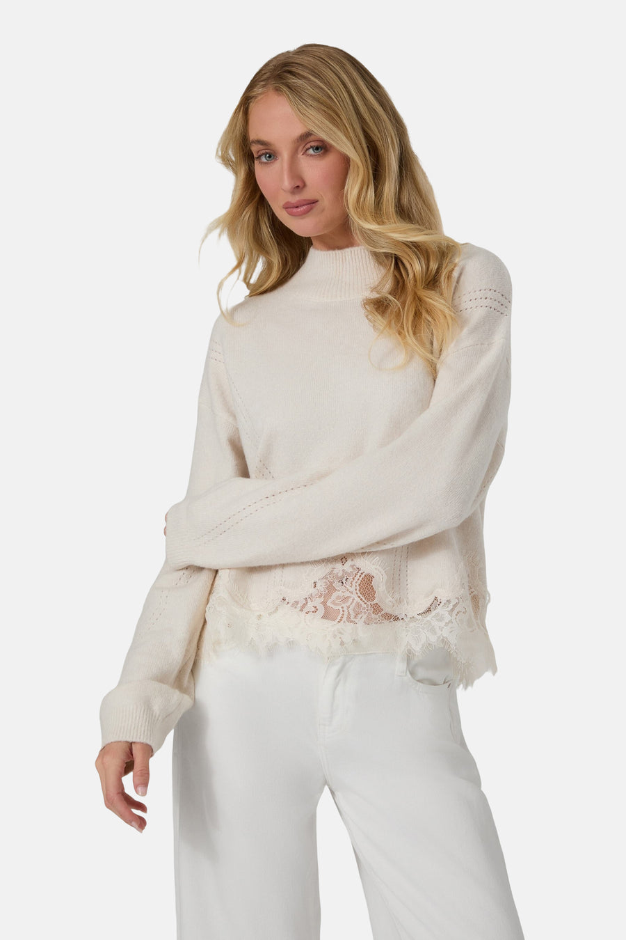 Pull col O - beige