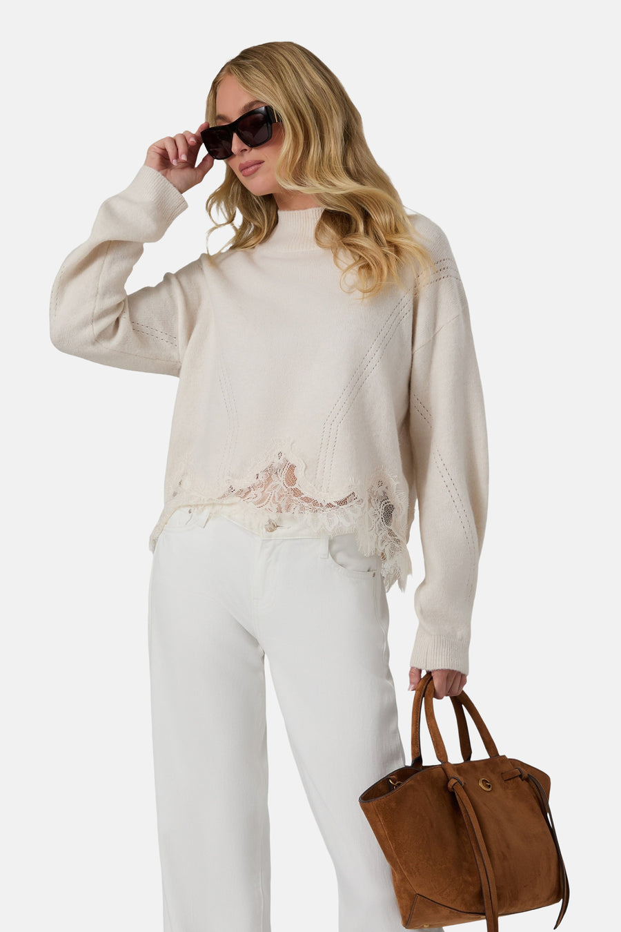 Pull col O - beige