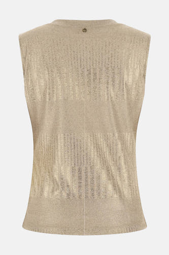 Goudkleurige top zonder mouwen van Guess, met een subtiel ribpatroon en een klein logo detail.
