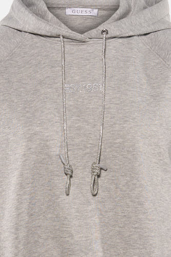 Gilet sweat-shirt gris de Guess avec détails strass sur les cordons de serrage et le logo.