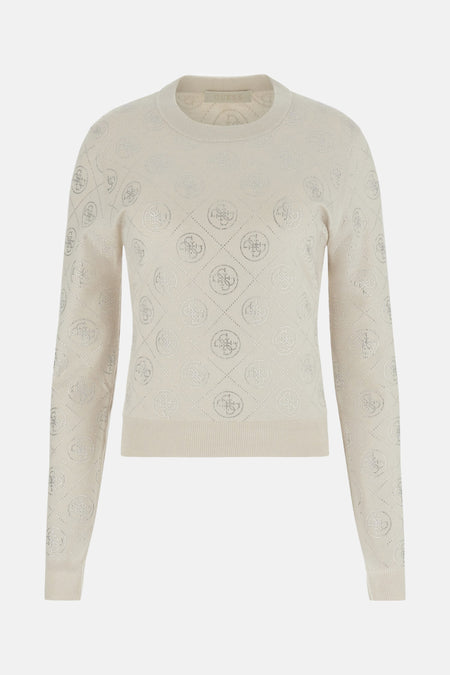 Pull met ronde hals - ecru