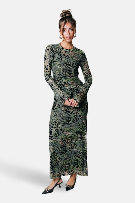 Kleedje met lange mouwen - groen
