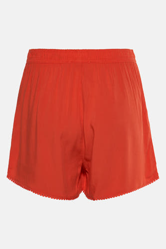 Oranje short van HAILYS met een elastische tailleband en een decoratieve gehaakte rand langs de zoom.