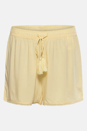 Gele short van HAILYS, met elastische tailleband, koord en kwastjes.