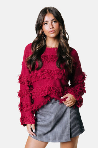 Pull met ronde hals - rood
