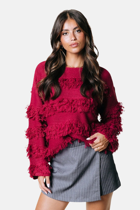Pull met ronde hals - rood