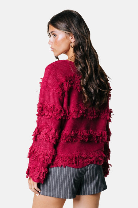 Pull met ronde hals - rood