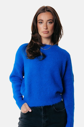 Pull à col rond - bleu - COLOURFUL REBEL