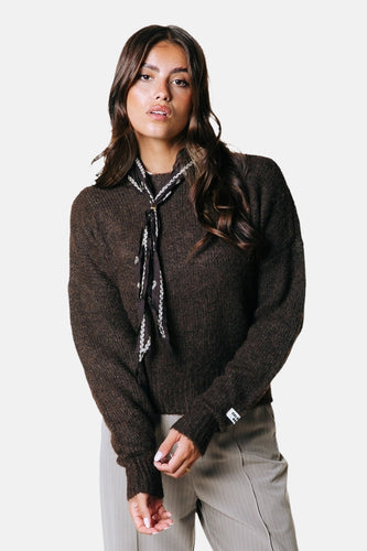 Pull met ronde hals - bruin