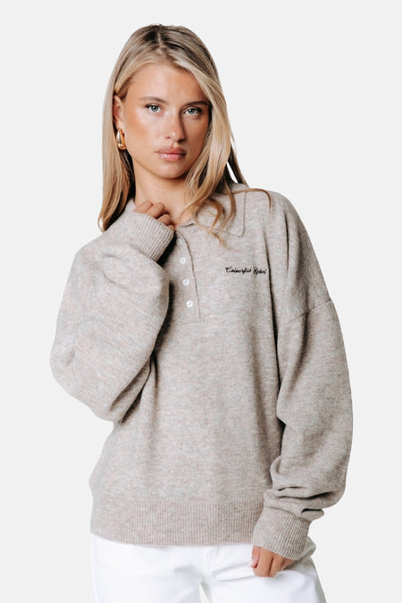 Trui met ronde hals beige - COLOURFUL REBEL
