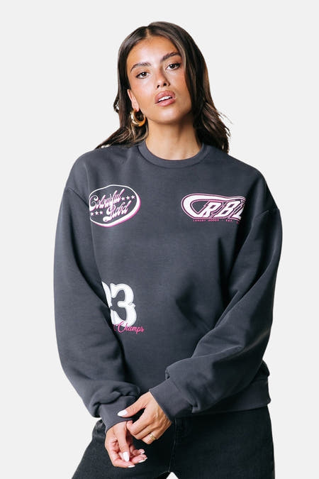 Gilet gris de COLOURFUL REBEL, avec des logos et des imprimés colorés, col rond.