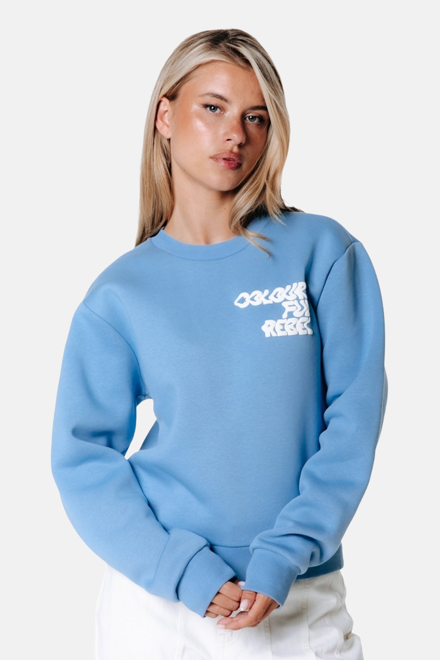 Sweater O hals - Light Grey Blue