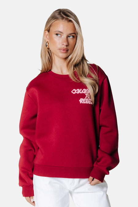 Sweater met ronde hals rood - COLOURFUL REBEL