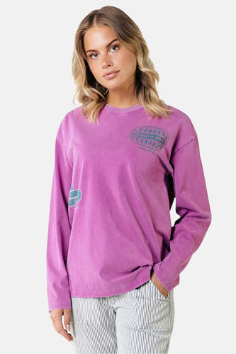 Roze T-shirt met lange mouwen van COLOURFUL REBEL, met een ronde hals en een grafische print.