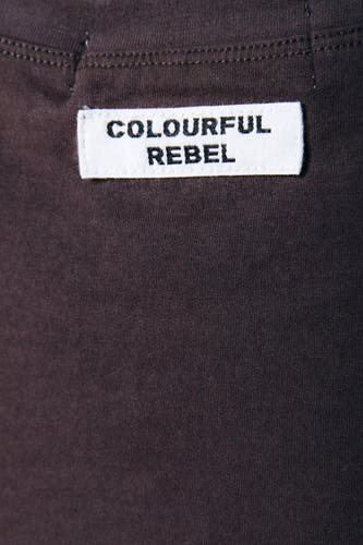 Bruin T-shirt met lange mouwen van COLOURFUL REBEL, met een effen kleur en een label detail bovenaan.
