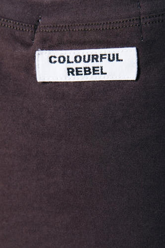 T-shirt à manches courtes de couleur marron de Colourful Rebel, avec une étiquette tissée dans le cou.