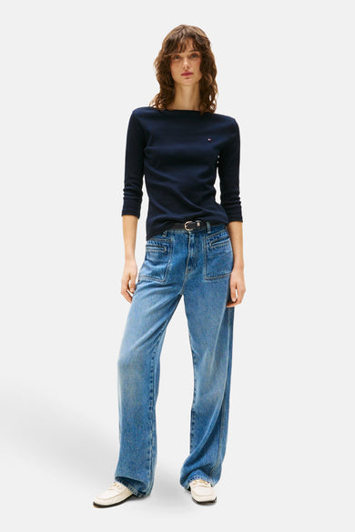 Top uni manche courte Bleu - TOMMY JEANS