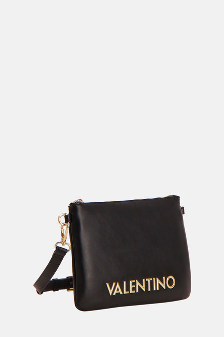 Zwarte schoudertas van VALENTINO BAGS met gouden logo en afneembare schouderband.
