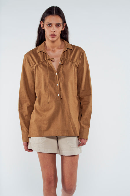 Blouse (lange mouwen) Bruin - YŪGEN