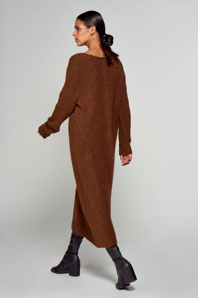 Robe &agrave; manches longues - brun