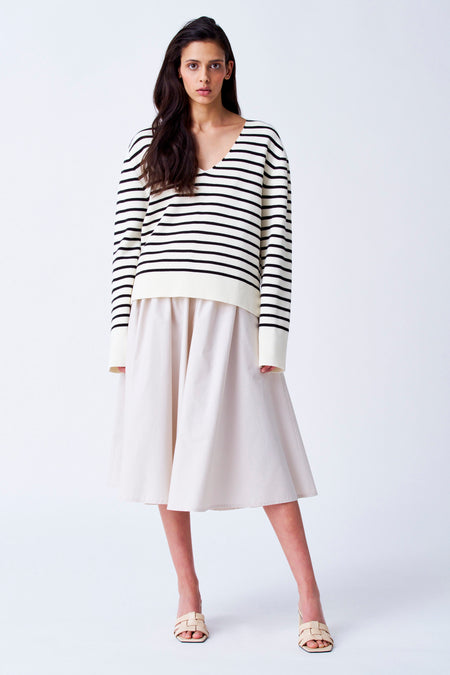 Trui met V-hals Beige - YŪGEN