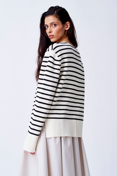 Trui met V-hals Beige - YŪGEN