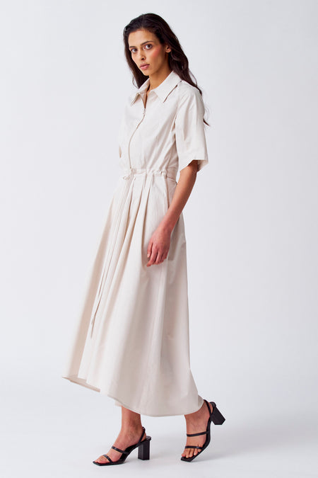 Robe &agrave; manches courtes - beige