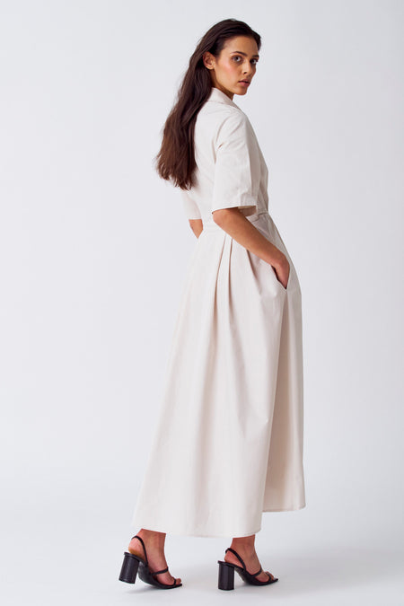 Robe &agrave; manches courtes - beige